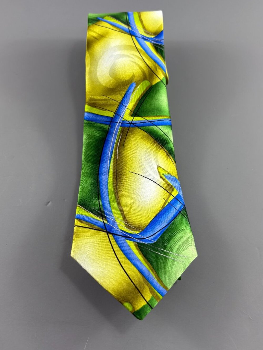 VTG Garcia Red Room Collection 69 Yellow / Green Abstract Men's Tie 3 1/2" x 62"